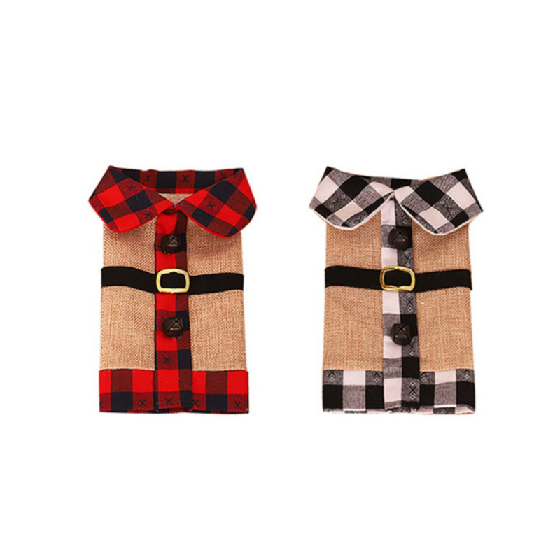 Vianočné ozdoby, kockovaný opasok, sady fliaš na víno, ozdoby na fľaše vína, sviatočné poháre na víno, sada 6 ks, vianočná pančucha, vrecko na víno