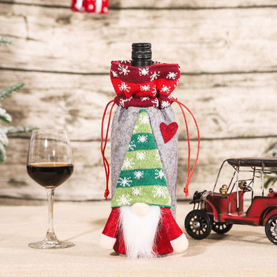 Vianočné potreby Bunch Mouth Knitted Forest Man Wine Set Champagne Set Table Atmosféra Layout Wineless Wine Wash Co