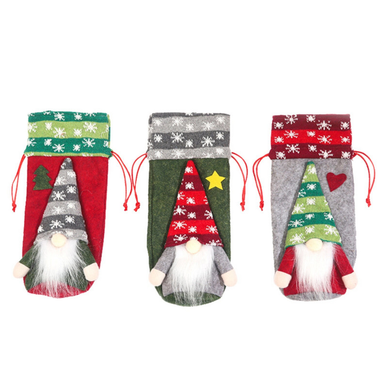 Vianočné potreby Bunch Mouth Knitted Forest Man Wine Set Champagne Set Table Atmosféra Layout Wineless Wine Wash Co