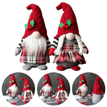 Коледни гноми Безлика кукла Тартан Ръчно изработена гномска украса Подарък Орнамент 27 см Коледни безлични декорации за кукли Нова година 2023