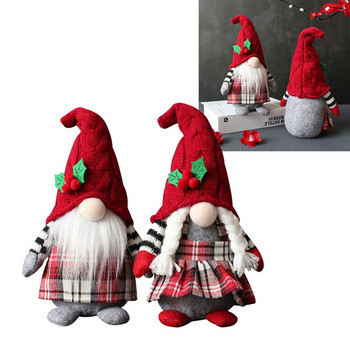 Коледни гноми Безлика кукла Тартан Ръчно изработена гномска украса Подарък Орнамент 27 см Коледни безлични декорации за кукли Нова година 2023
