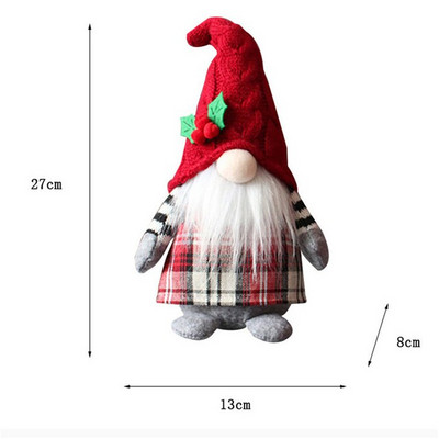 Jõulupäkapikkude näota nukk-tartan käsitsi valmistatud päkapikukaunistus 27 cm jõulukaunistused näota nukukaunistused uusaasta 2023