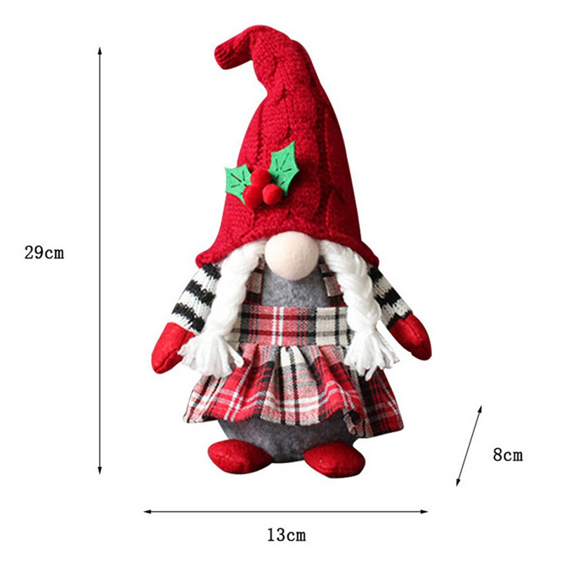 Jõulupäkapikkude näota nukk-tartan käsitsi valmistatud päkapikukaunistus 27 cm jõulukaunistused näota nukukaunistused uusaasta 2023