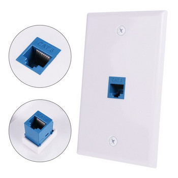 4X Cat6 Ethernet Wall Plate Outlet 1 Port RJ45 Network Female to Female Keystone Wall Coupler Jack Plate White & Blue