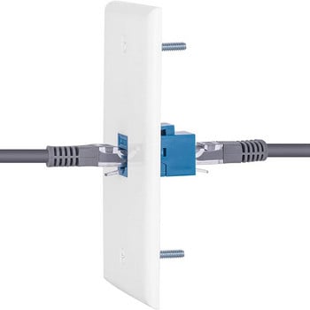 4x Cat6 Ethernet Έξοδος Επιτοίχιας Πλάκας 1 Θύρας RJ45 Δικτύου Θηλυκό σε Θηλυκό Ζεύκτη τοίχου Keystone Jack Plate Λευκό & Μπλε