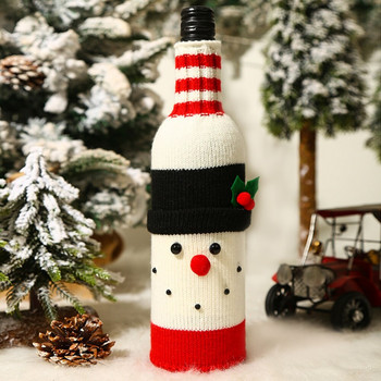 Коледни орнаменти Коледно плетиво Стар снежен човек Капак за бутилка вино Весела Коледа Декор за дома Коледен подарък