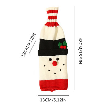 Коледни орнаменти Коледно плетиво Стар снежен човек Капак за бутилка вино Весела Коледа Декор за дома Коледен подарък