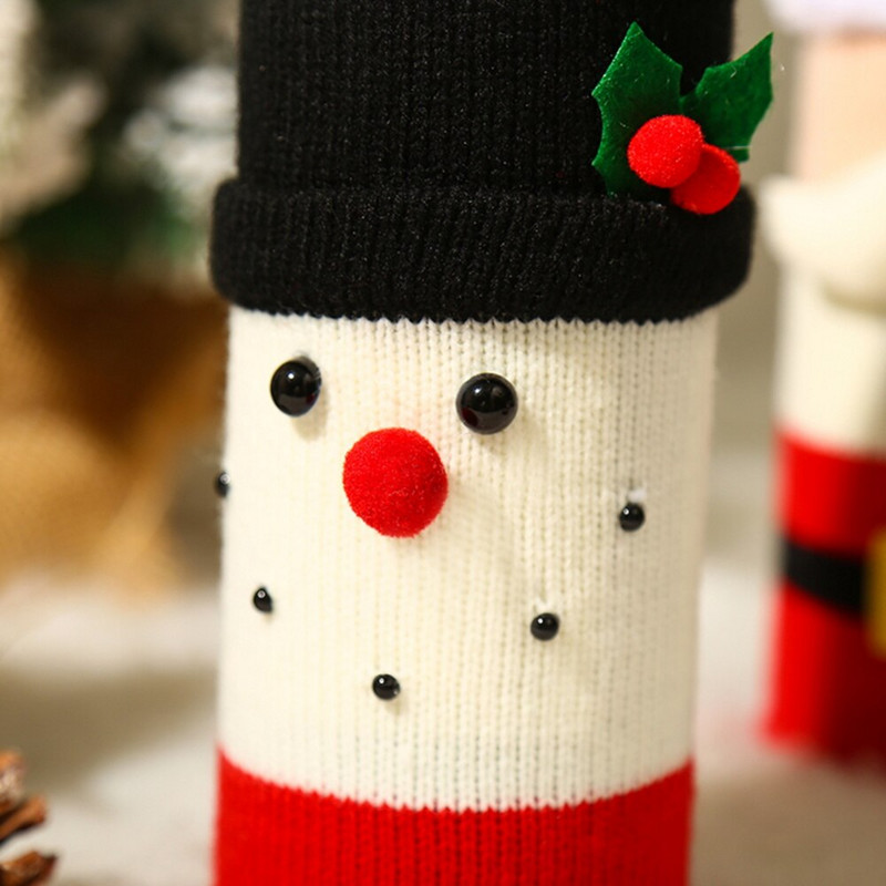 Vianočné ozdoby Vianočné pletenie Starý snehuliak Kryt na fľašu vína Veselé Vianoce Dekorácia pre domáci vianočný darček