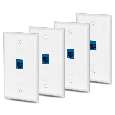 4x Cat6 Etherneti seinaplaadi väljalaskeava 1 port RJ45 võrk emas-emane Keystone seinaühenduspesa valge ja sinine pistikupesa