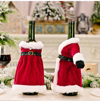 Коледна рокля за бутилка вино Творческо покритие за бутилка вино Коледна чанта за бутилка вино Коледни декорации за домашна маса Нова година