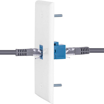 4x Cat6 Ethernet Έξοδος Επιτοίχιας Πλάκας 1 Θύρας RJ45 Δικτύου Θηλυκό σε Θηλυκό Ζεύκτη τοίχου Keystone Jack Plate Λευκό & Μπλε