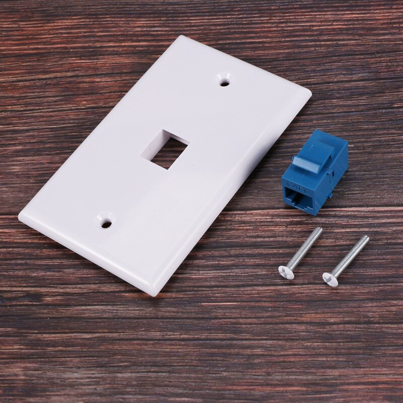 4X Cat6 eterneto sieninės plokštės lizdas, 1 prievadas RJ45 tinklas, iš lizdo į movą Keystone sieninio movos lizdo plokštė balta ir mėlyna
