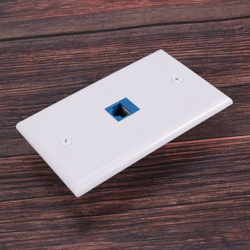 4X Cat6 eterneto sieninės plokštės lizdas, 1 prievadas RJ45 tinklas, iš lizdo į movą Keystone sieninio movos lizdo plokštė balta ir mėlyna