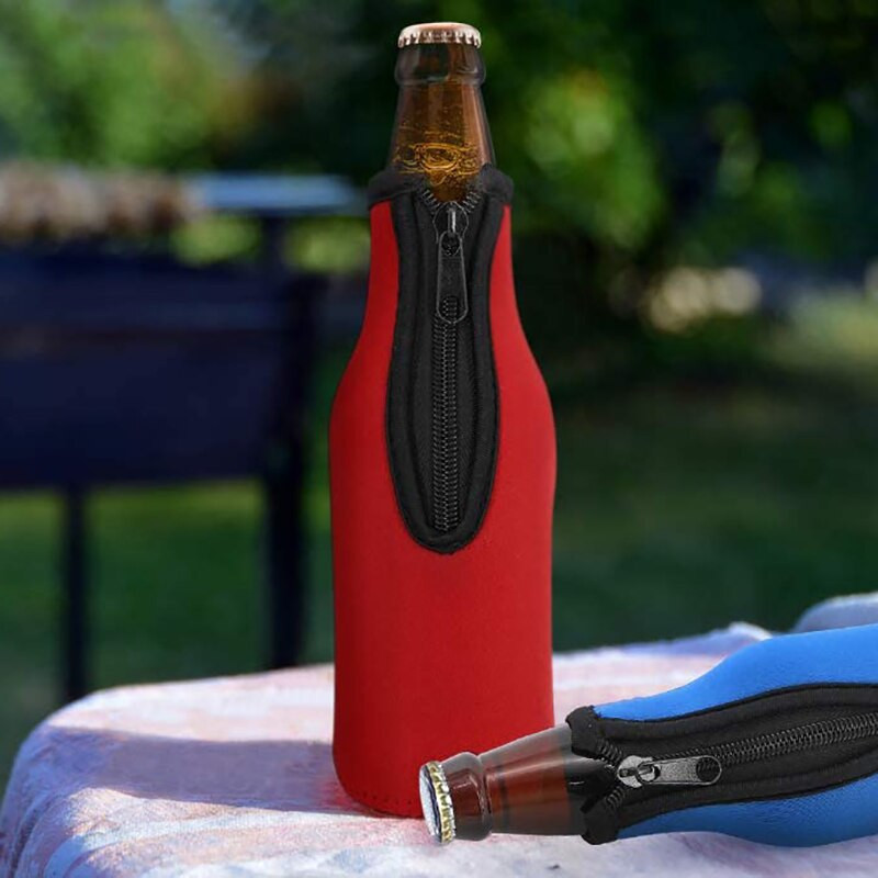Rukávy na pivné fľaše, chladiace puzdrá na pivné fľaše, extra hrubé neoprénové izolované puzdro na zips, udržiava nápoj studený