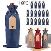 16-dielna sada ľanu na fľaše vína, obal na fľaše vína, ľanová visačka, balenie červeného vína, poháre na víno, kufor na alkohol.