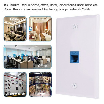 4X Cat6 Ethernet Wall Plate Outlet 1 Port RJ45 Network Female to Female Keystone Wall Coupler Jack Plate White & Blue