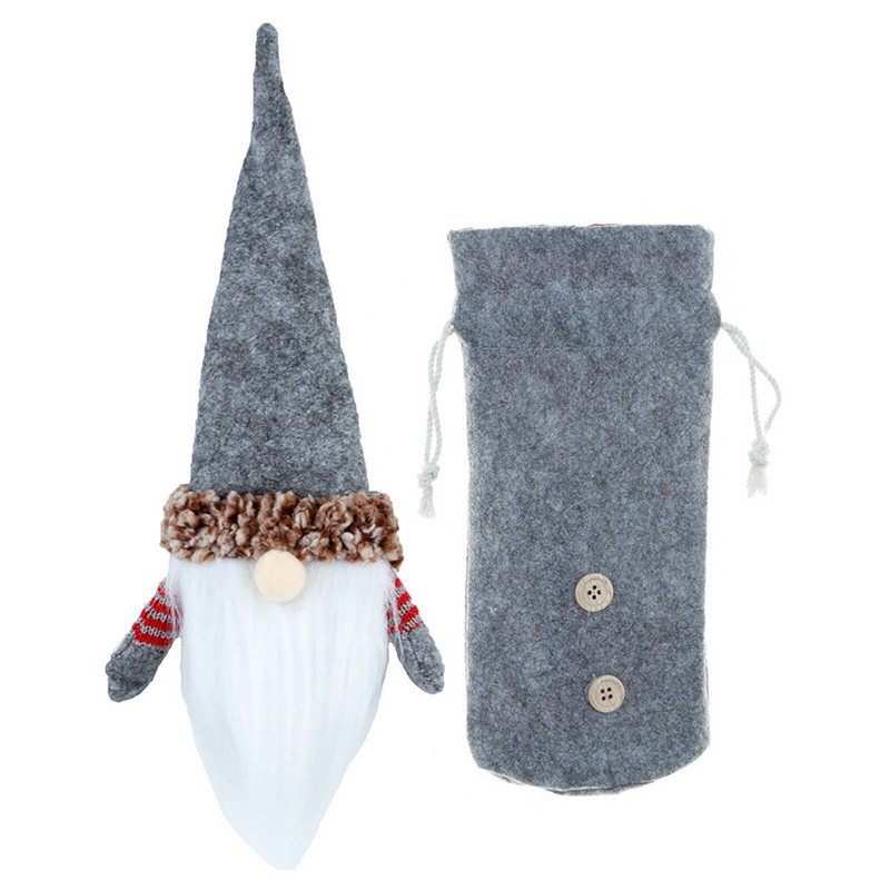 Vianočný uzáver od fľaše červeného vína Pletená čiapka Lesný starý muž Vianočná fľaša vína Pravdepodobne víno Šampanské kupé Luxusné poháre na víno