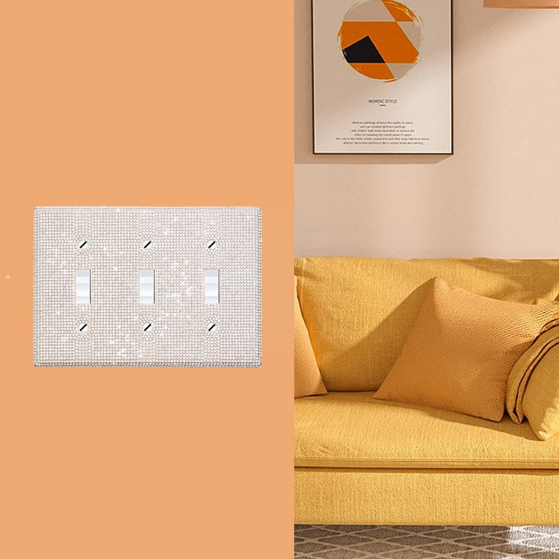 6 ks lesklých krytov vypínačov s kamienkami, krytov zásuviek, dvojvrstvových dosiek, jednej zásuvky do steny X9e2