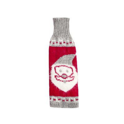 1x Kreatívna pletená sada vianočných fliaš vína, pletená darčeková taška so Santa Clausom, snehuliakom, dekorácia na stôl na domácu párty večeru 17x9,5 cm