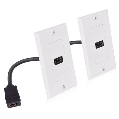 Kahe komplektiga HDMI-ühilduv valge seinaplaat (4K UHD, ARC ja Etherneti läbipääsu tugi)