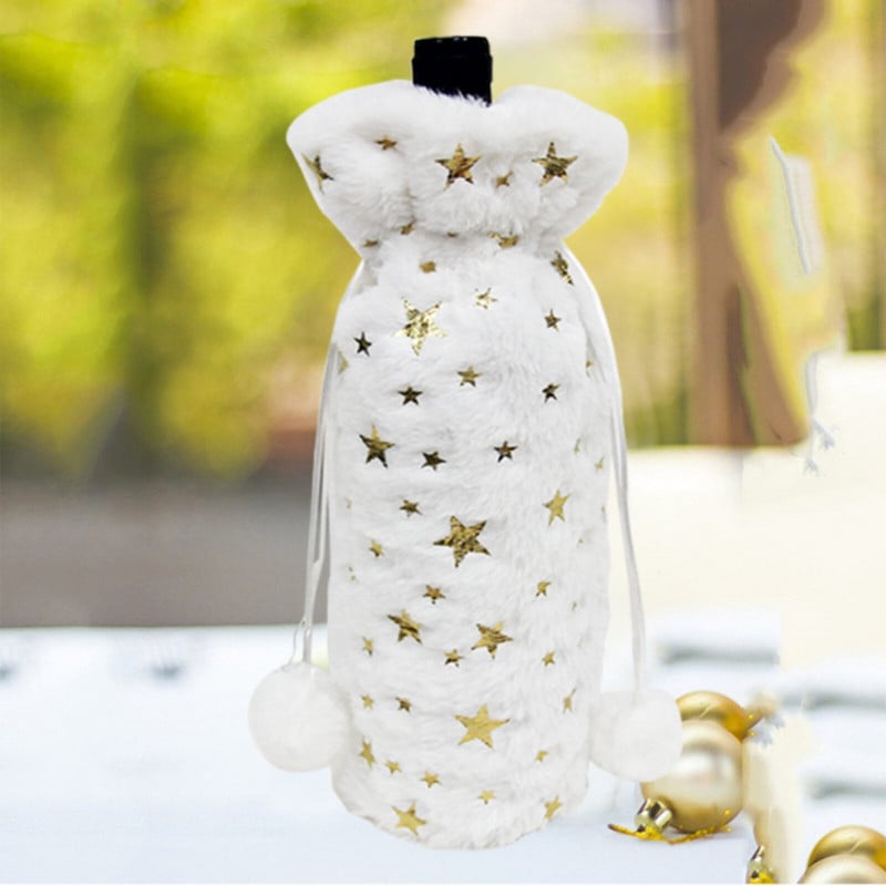 Kalėdų vyno butelių rinkinys White h Star Wine Bottle Šalikas Kalėdų vyno taurė su koteliu Valentino vyno taurių rinkinys iš 8