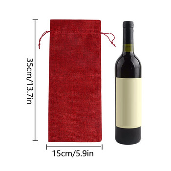 Чаша за вино във формата на котка 16PC Комплект ленена чанта за бутилка вино Ръкав за бутилка вино Етикет от бельо Чанта за опаковане на червено вино