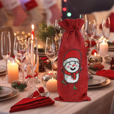 Vlčí pohár na víno Veľký vianočný Santa Claus fľaša na víno Sada tašiek Taška pri sviečkach a vianočné bezšvové poháre na víno