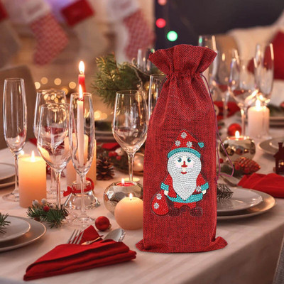 Vlčí pohár na víno Veľký vianočný Santa Claus fľaša na víno Sada tašiek Taška pri sviečkach a vianočné bezšvové poháre na víno