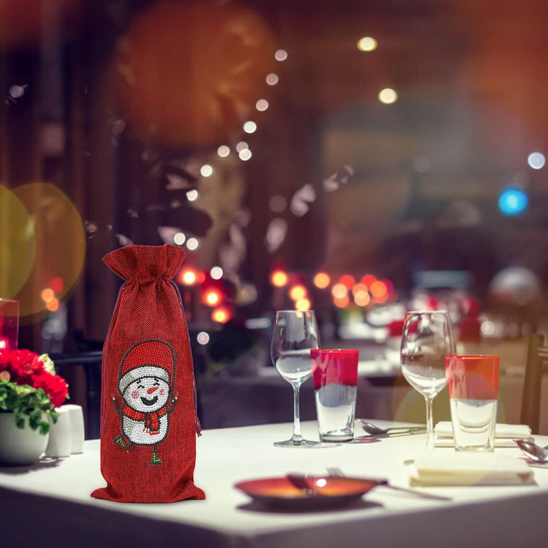 Vlčí pohár na víno Veľký vianočný Santa Claus fľaša na víno Sada tašiek Taška pri sviečkach a vianočné bezšvové poháre na víno