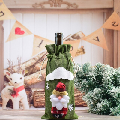 Vianočné ozdoby na fľaše vína, darčekové tašky, vianočná večera, vianočné dekorácie na stôl, veselé vianočné dekorácie 2023, novoročný darček