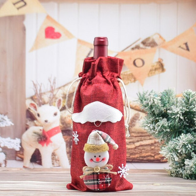 Vianočné ozdoby na fľaše vína, darčekové tašky, vianočná večera, vianočné dekorácie na stôl, veselé vianočné dekorácie 2023, novoročný darček