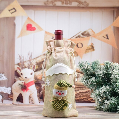 Vianočné ozdoby na fľaše vína, darčekové tašky, vianočná večera, vianočné dekorácie na stôl, veselé vianočné dekorácie 2023, novoročný darček