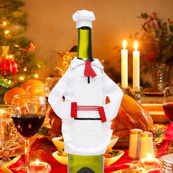3τμχ Χριστουγεννιάτικες διακοσμήσεις Ρούχα σεφ Τσάντα μπουκάλι κρασιού Εστιατόριο Ρούχα από κόκκινο κρασί Φόρεμα Δημιουργική διάταξη τραπεζιού #t1g