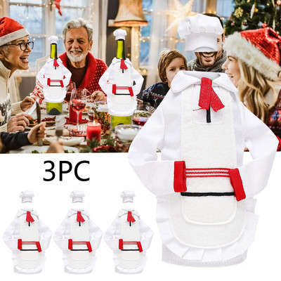 3db karácsonyi díszek Szakácsruhák Borosüveg táska Étterem Vörösboros ruhák Öltöztető Kreatív asztalrendezés #t1g