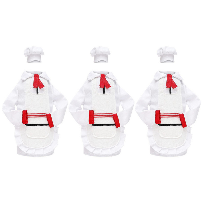 Pahare 3 buc Decoratiuni de Craciun Haina bucatarului Punga pentru sticla de vin Restaurant haine de vin rosu Dress Up Aranjament creativ pentru masa
