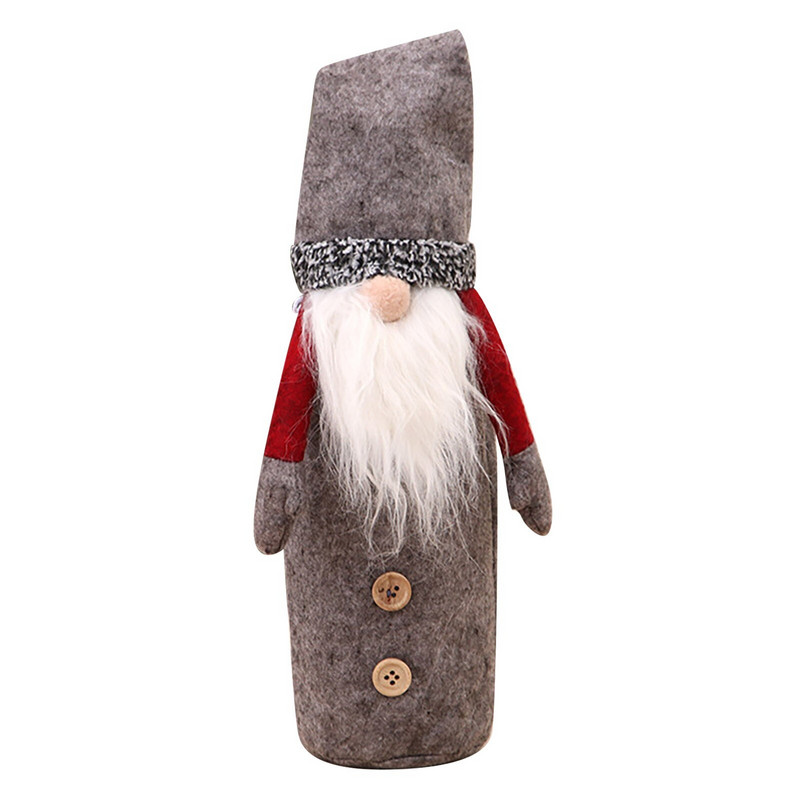 Vianočné ozdoby, šampanské, vyšívaný kryt na fľašu vína s rukami, beztvárová bábika, kryt na fľašu vína, balenie fľaše vína