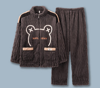 Pijamale bărbătești de pluș - cu broderie