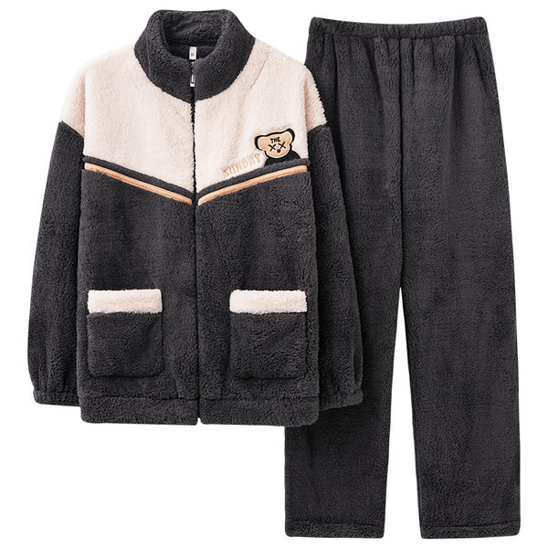 Pijamale bărbătești de pluș - cu broderie