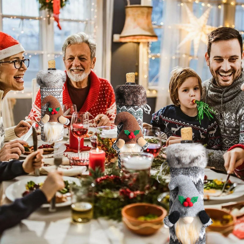 Vianočný uzáver na víno Bez tváre Bábika Červené víno Balenie Taška Dlhé vlasy Vianočný uzáver na víno Batožina na víno na cestovanie lietadlom