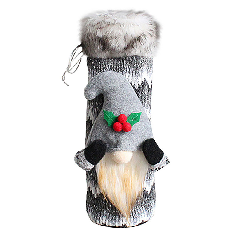 Vianočný uzáver na víno Bez tváre Bábika Červené víno Balenie Taška Dlhé vlasy Vianočný uzáver na víno Batožina na víno na cestovanie lietadlom