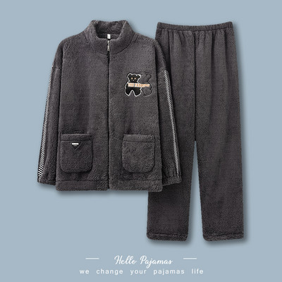 Зимна пухена пижама от две части за мъже