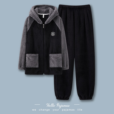 Зимна пухена пижама от две части за мъже