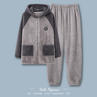 Зимна пухена пижама от две части за мъже