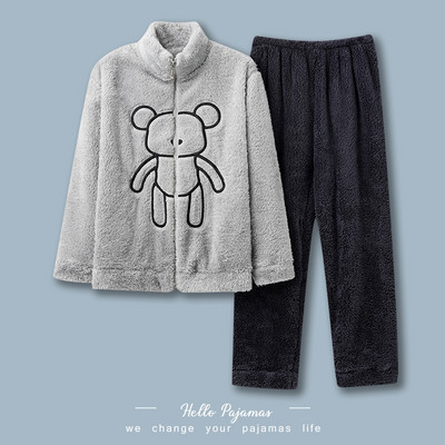 Зимна пухена пижама от две части за мъже