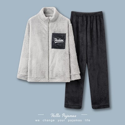 Зимна пухена пижама от две части за мъже