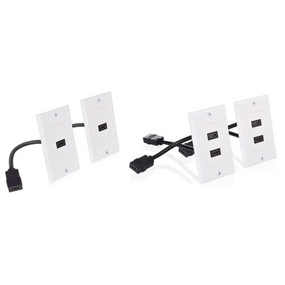 Kahe komplektiga HDMI-ühilduv valge seinaplaat (4K UHD, ARC ja Etherneti läbipääsu tugi)