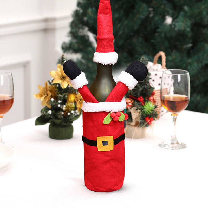 Vianočná sada fliaš vína Oblečenie na fľaše vína Vianočné potreby dennej potreby Vianočné vrecko na fľaše vína Balenie fliaš vína