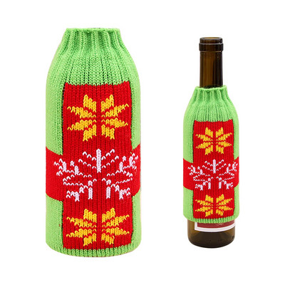 Vianočné potreby pre domácnosť Prémiové pletené vianočné kryty na pivné fľaše Vianočná darčeková sada pohárov na pivo a víno