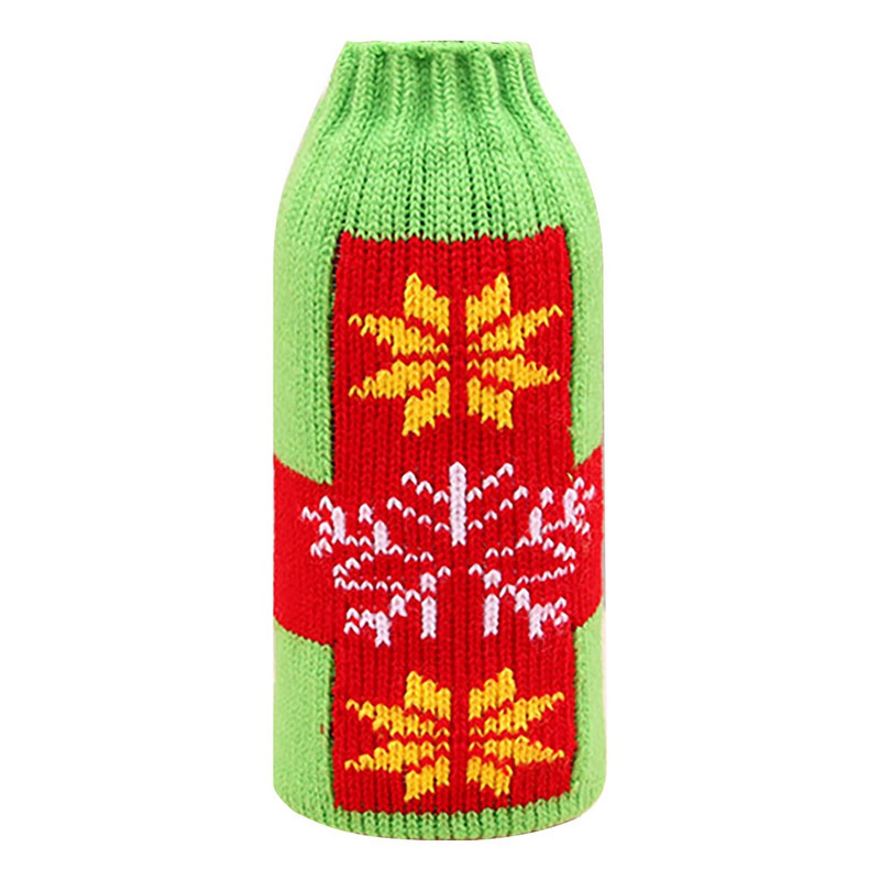 Vianočné potreby pre domácnosť Prémiové pletené vianočné kryty na pivné fľaše Vianočná darčeková sada pohárov na pivo a víno