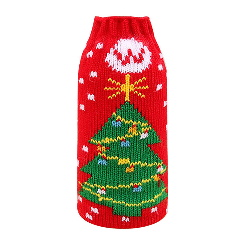 Vianočné potreby pre domácnosť Prémiové pletené vianočné kryty na pivné fľaše Vianočná darčeková sada pohárov na pivo a víno